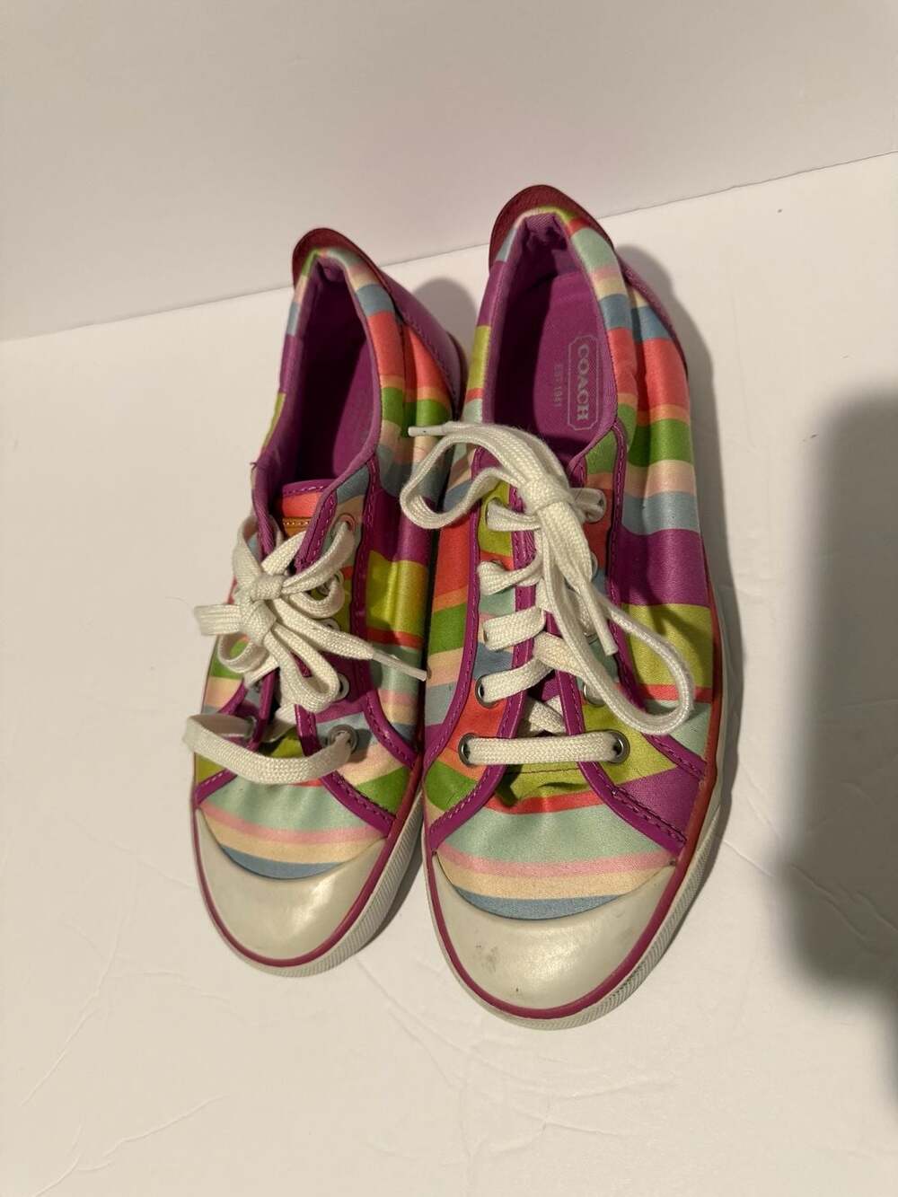 Coach Legacy Stripe Multi-Color Low Top Sneakers - Picture 2 of 7